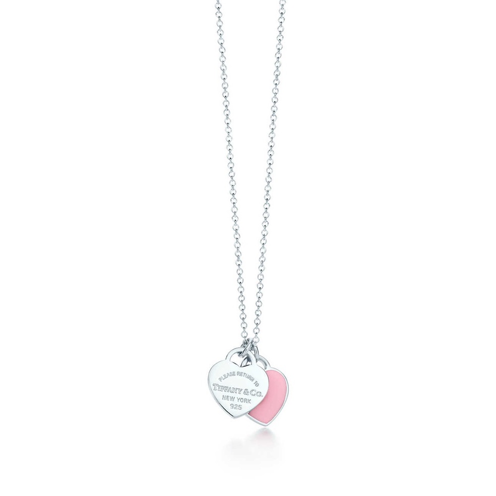 Tiffany & Co double mini pink charm necklace